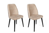 Set scaune (2 bucăți) Alfa Chair Set (2 Pieces), Kaki, 50x90x49 cm - Crem Negru, SKU 974NMB1630