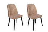Set scaune (2 bucăți) Alfa Chair Set (2 Pieces), Kaki, 50x90x49 cm - Bej Negru, SKU 974NMB1630