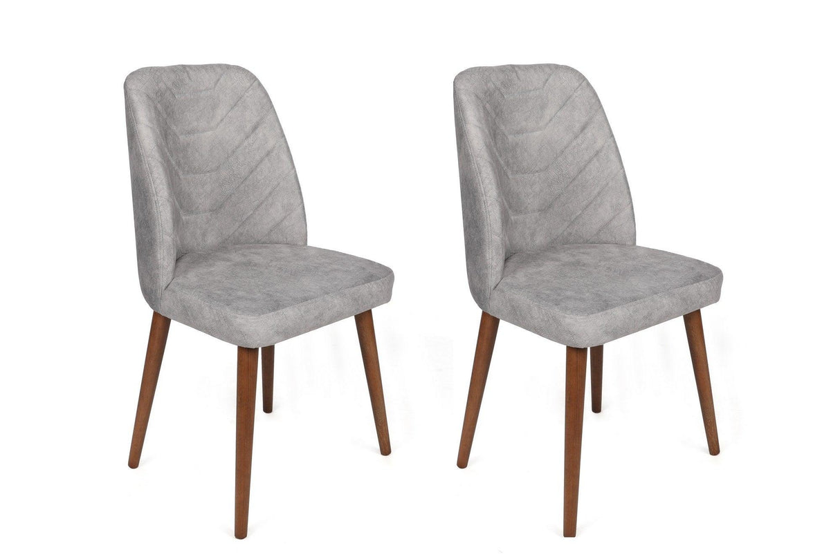 Set scaune (2 bucăți) Dallas Chair Set (2 Pieces), Bej, 50x90x49 cm - Nuc Gri, SKU 974NMB1653