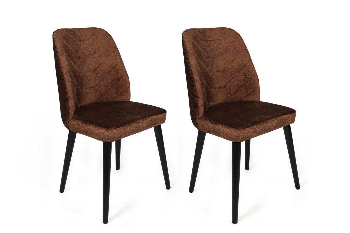 Set scaune (2 bucăți) Dallas Chair Set (2 Pieces), Bej, 50x90x49 cm - Maro Negru, SKU 974NMB1653