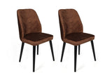 Set scaune (2 bucăți) Dallas Chair Set (2 Pieces), Bej, 50x90x49 cm - Maro Negru, SKU 974NMB1653