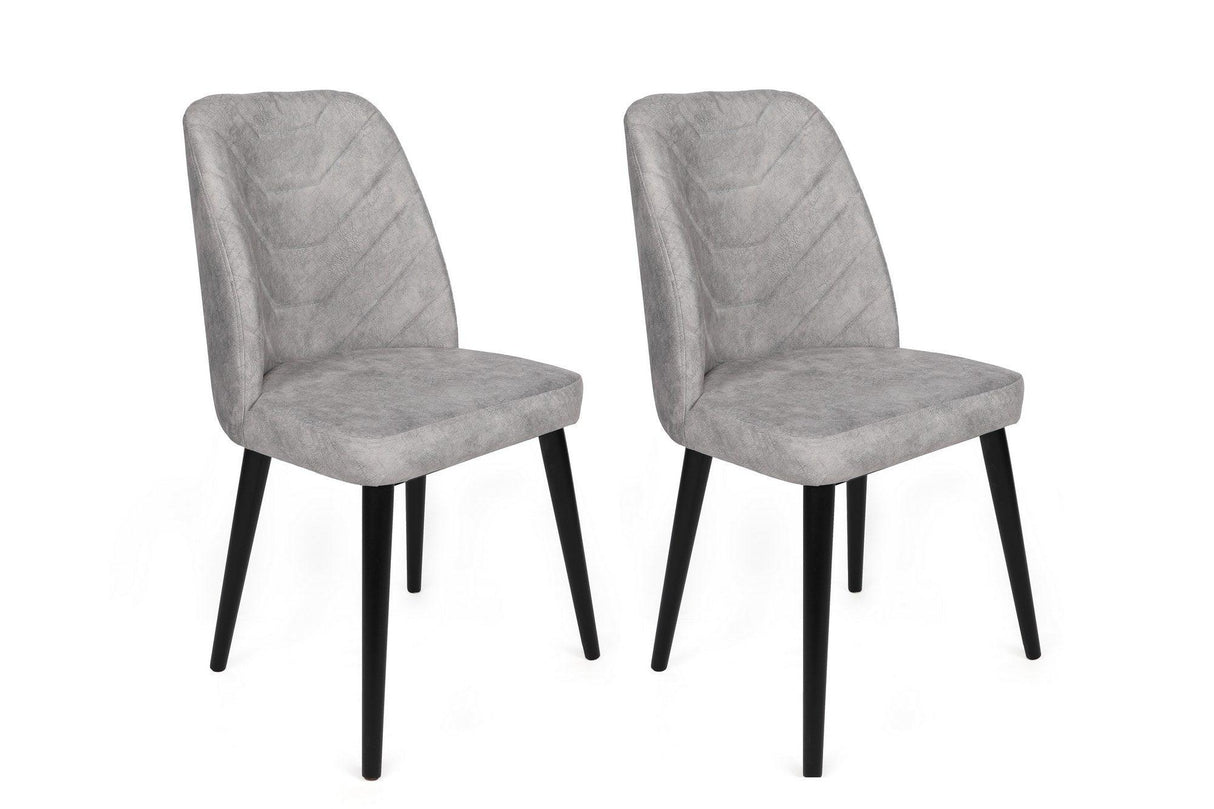 Set scaune (2 bucăți) Dallas Chair Set (2 Pieces), Bej, 50x90x49 cm - Gri Negru, SKU 974NMB1653
