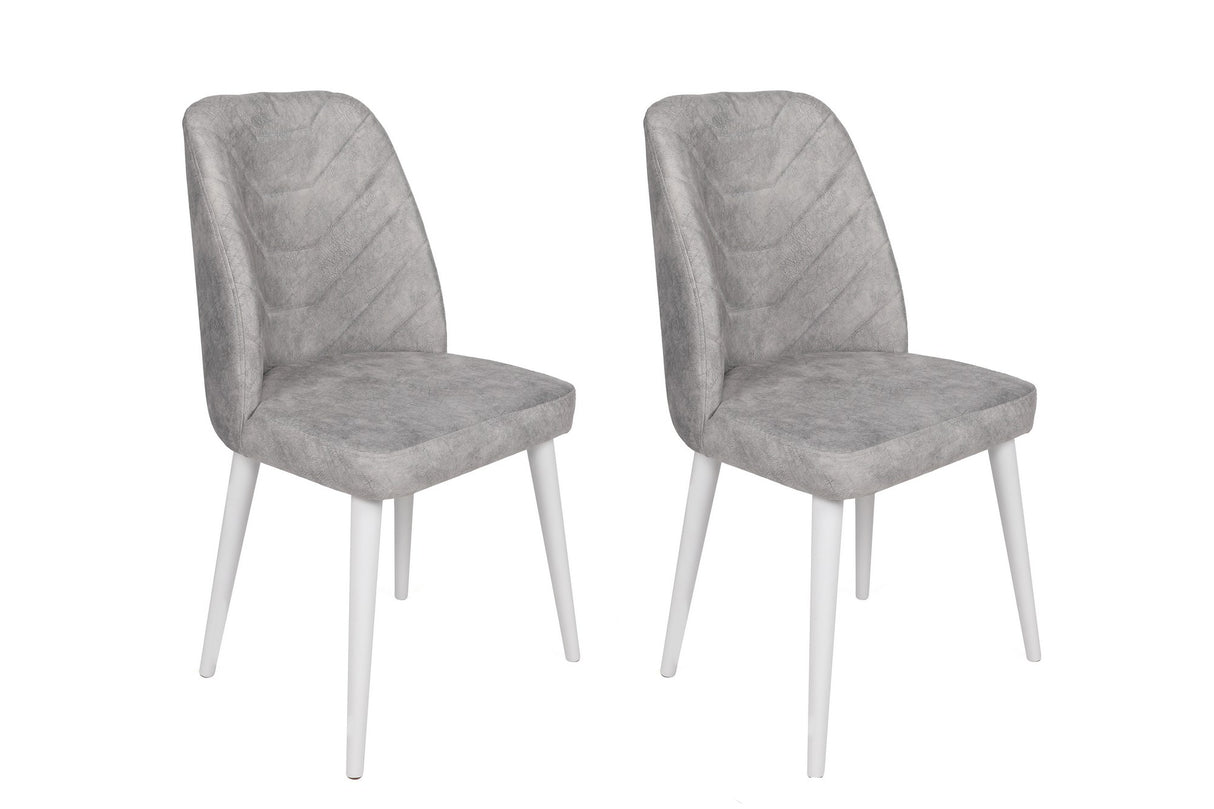 Set 2 scaune Dallas-584 V2, Gri - Alb, 50x49x90 cm