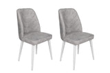 Set 2 scaune Dallas-584 V2, Gri - Alb, 50x49x90 cm