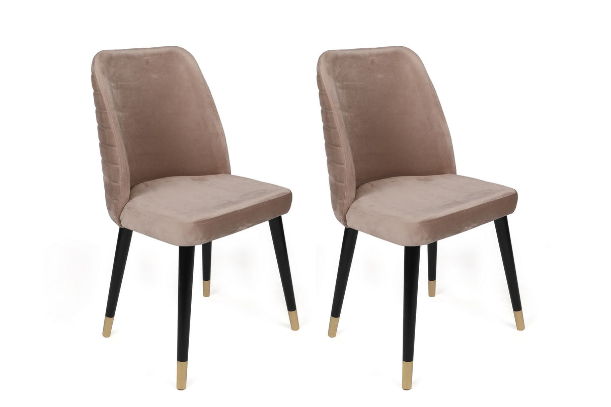 Set 2 scaune Hugo-364 V2, Bej - Negru - Auriu, 50x49x90 cm