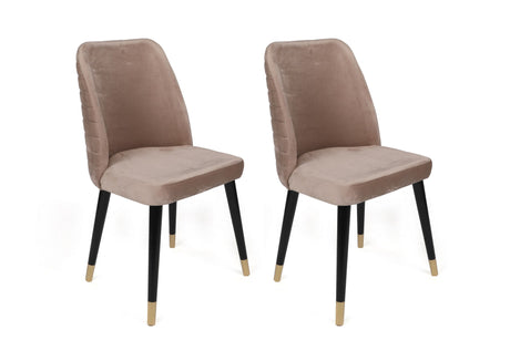 Set 2 scaune Hugo-364 V2, Bej - Negru - Auriu, 50x49x90 cm