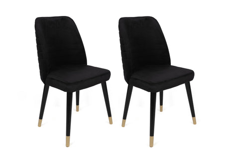Set 2 scaune Hugo-366 V2, Negru - Auriu, 50x49x90 cm