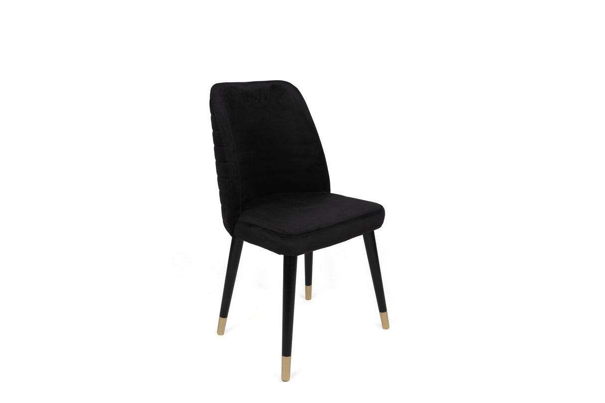 Set 2 scaune Hugo-366 V2, Negru - Auriu, 50x49x90 cm