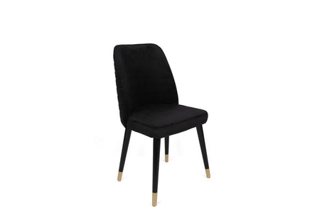 Set 2 scaune Hugo-366 V2, Negru - Auriu, 50x49x90 cm