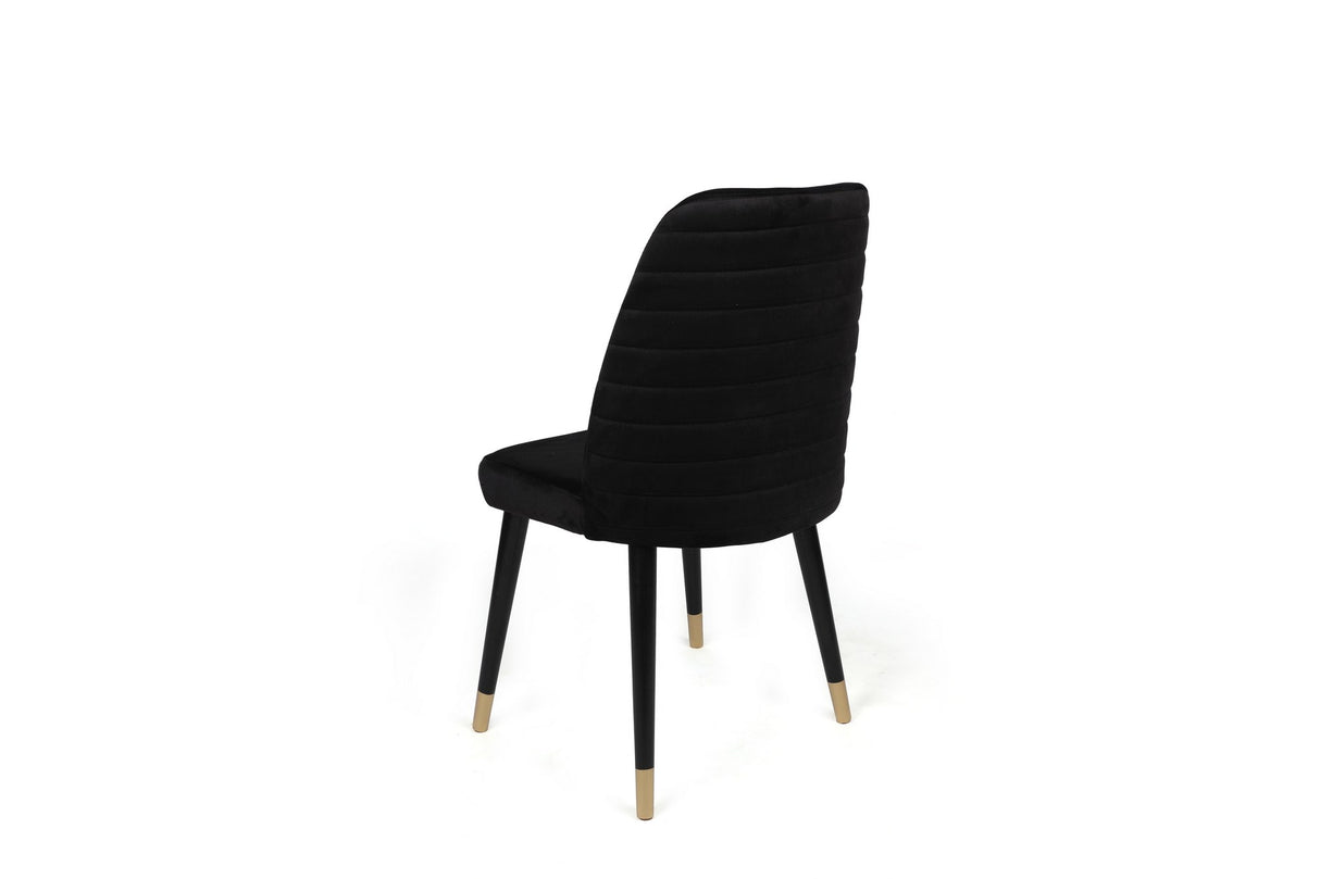 Set 2 scaune Hugo-366 V2, Negru - Auriu, 50x49x90 cm