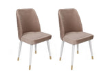 Set 2 scaune Hugo-404 V2, Bej - Alb - Auriu, 50x49x90 cm