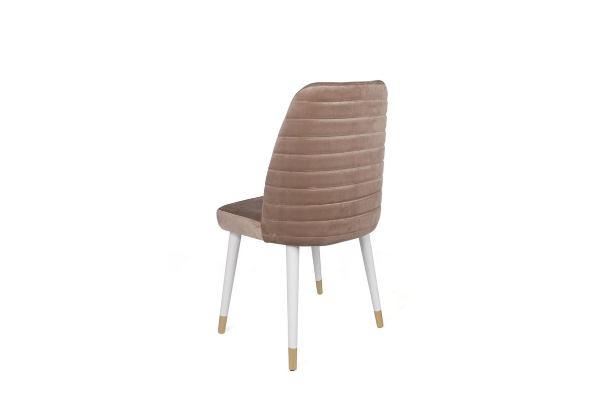 Set 2 scaune Hugo-404 V2, Bej - Alb - Auriu, 50x49x90 cm