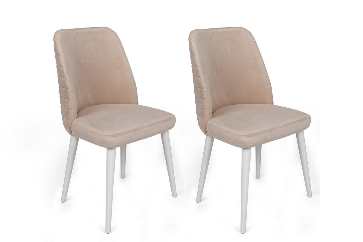 Set scaune (2 bucati) Bucatarie Sufragerie Tutku Chair  50 x 90 x 49 cm - Alb crem, SKU 974NMB1683