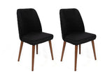 Set 2 scaune Tutku-351 V2, Negru - Nuc, 50x49x90 cm
