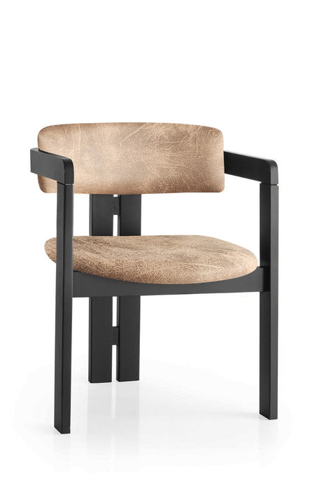 Scaun CO - 024, Negru - Bej, 58x49x76 cm