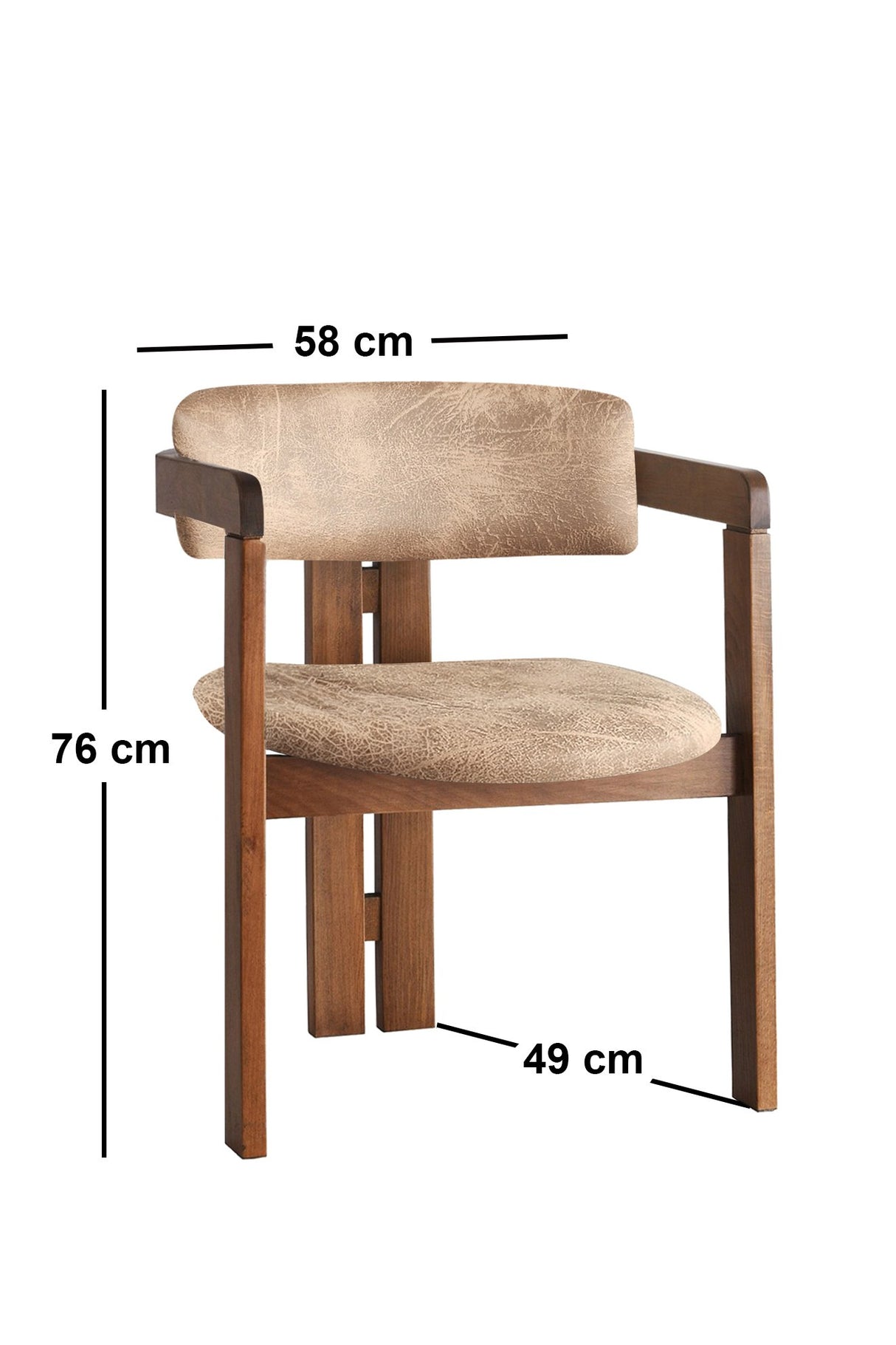 Scaun CO - 032, Nuc - Bej, 58x49x76 cm