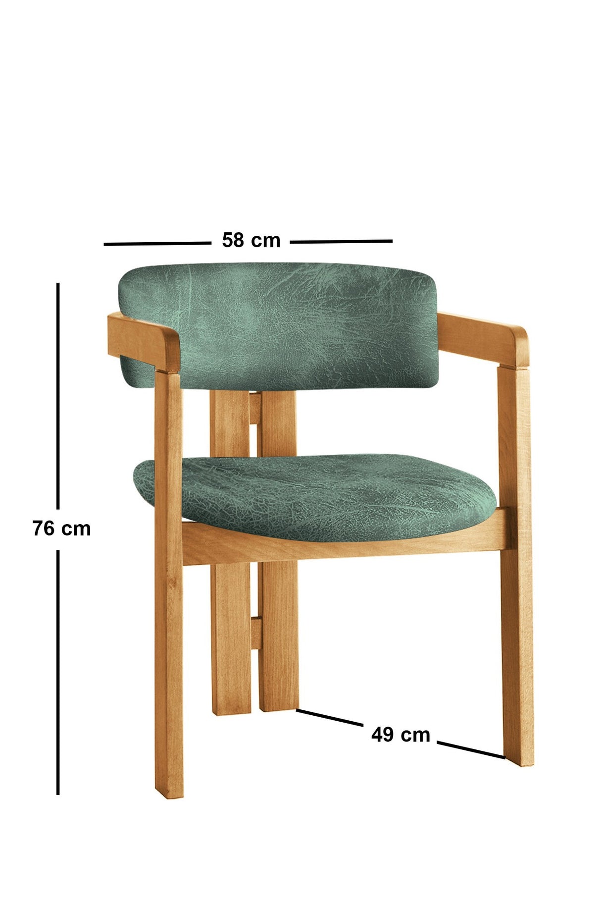 Scaun CO - 040, Stejar - Verde, 58x49x76 cm