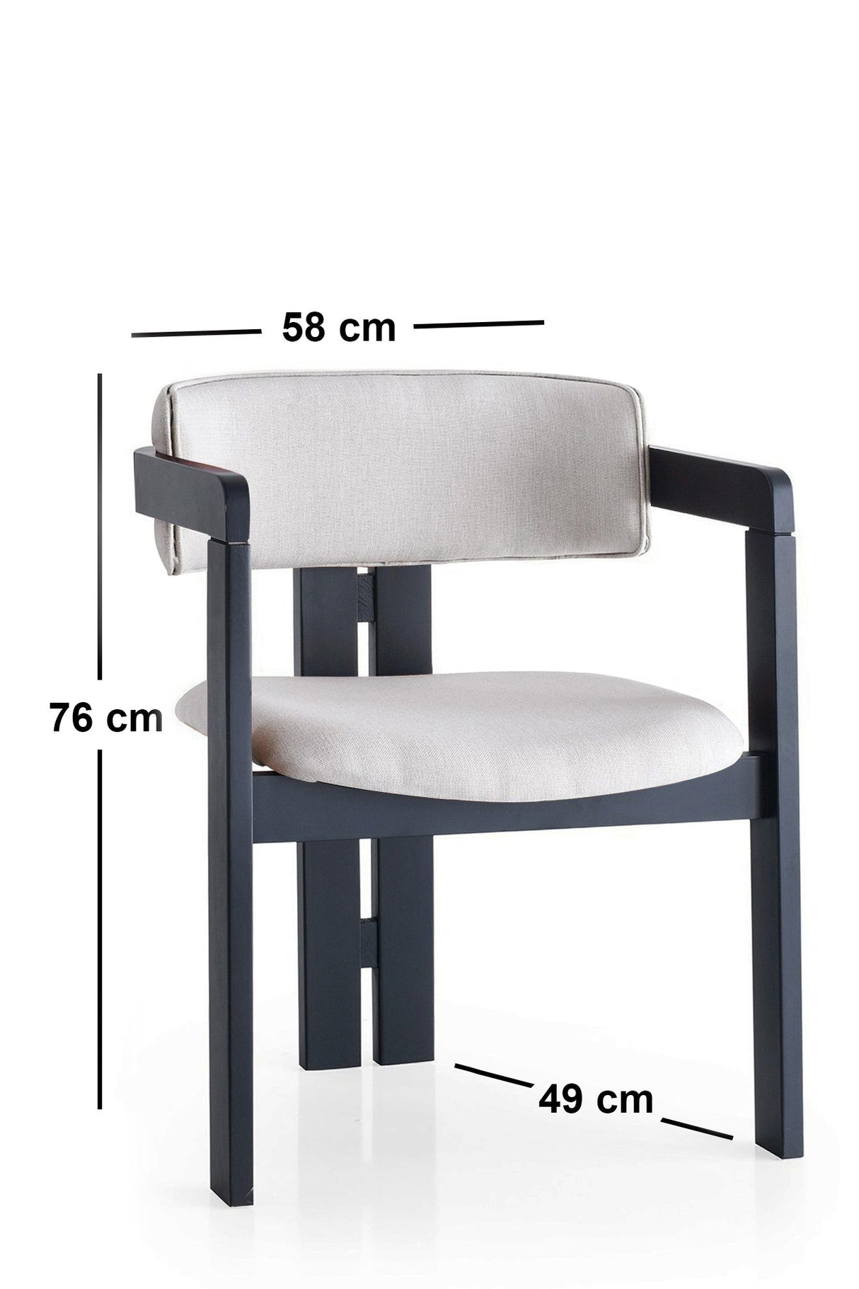 Scaun CO-045, Crem - Negru, 58x49x76 cm
