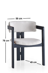Scaun CO-045, Crem - Negru, 58x49x76 cm