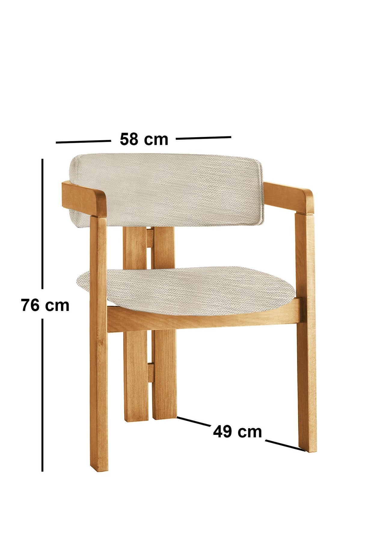 Scaun CO-046, Gri deschis - Stejar, 58x49x76 cm