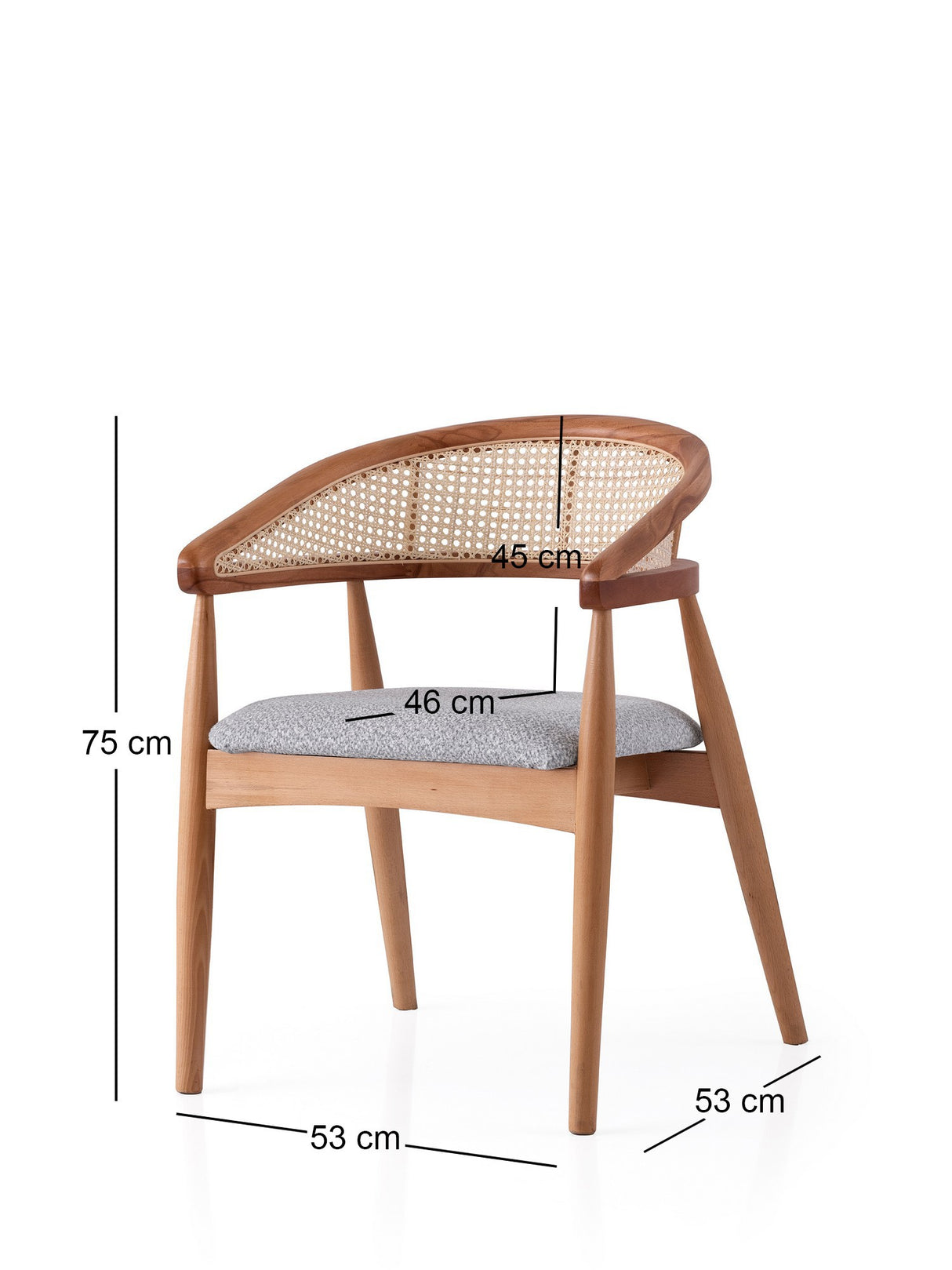 Scaun Atlas - 4351, Stejar - Albastru deschis, 53x53x75 cm