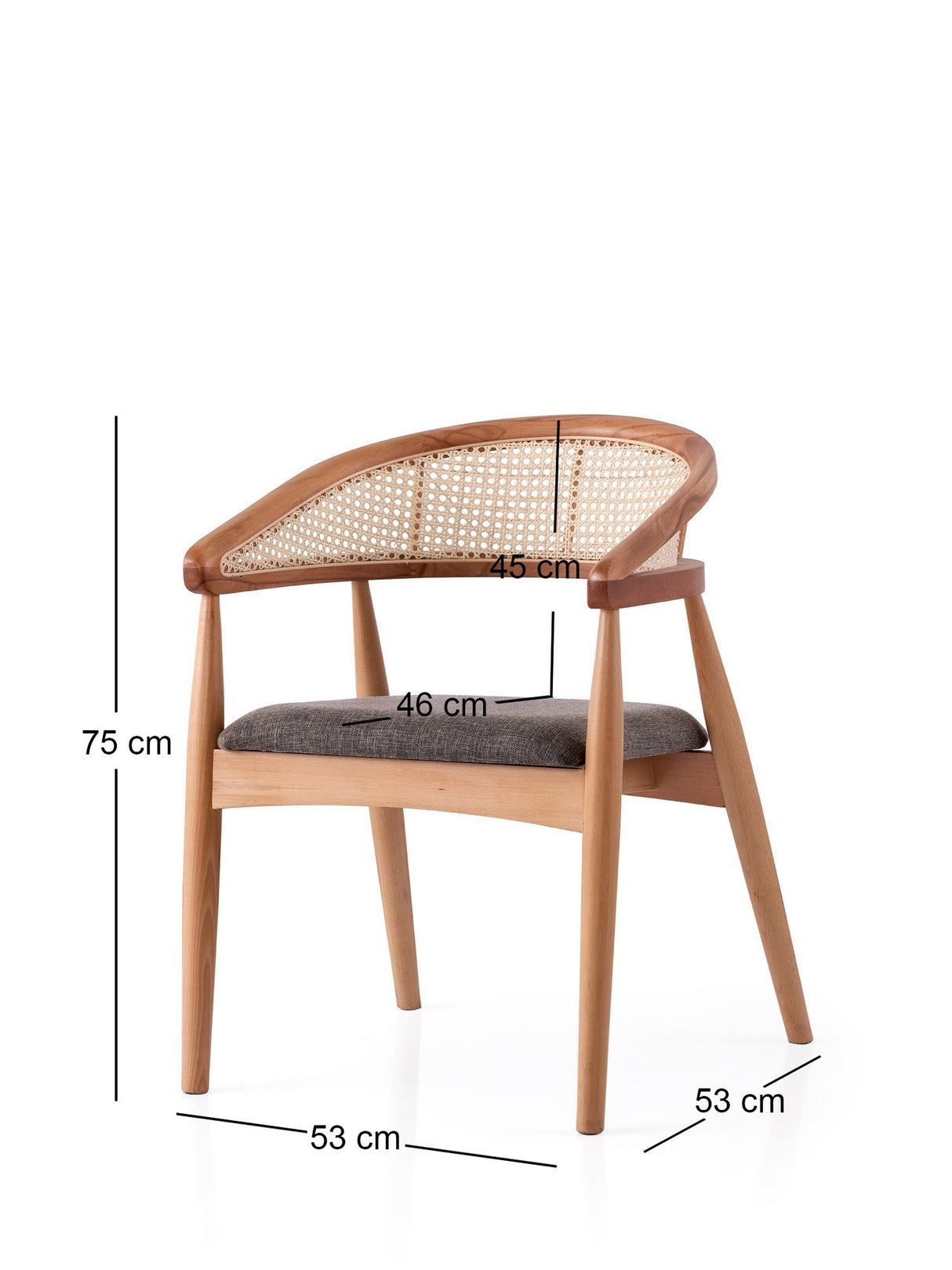 Scaun Atlas - 4353, Stejar - Maro deschis, 53x53x75 cm