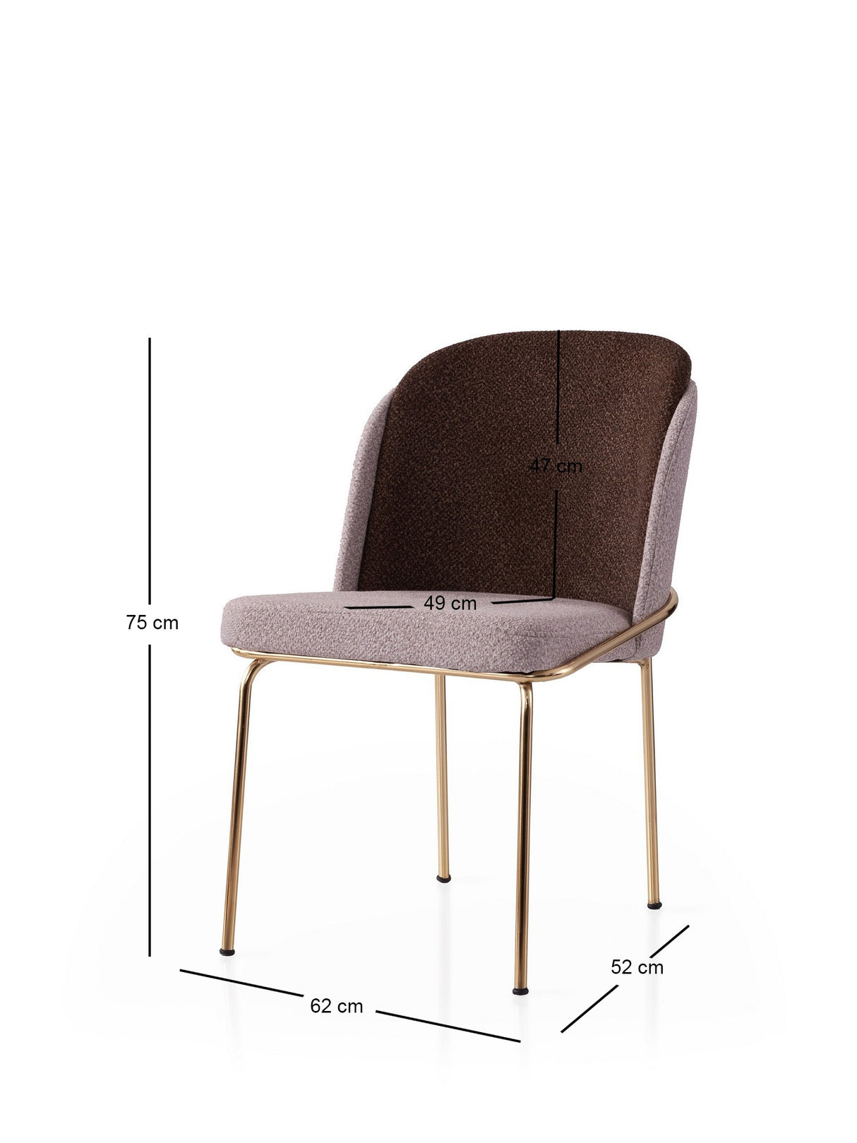 Set 2 scaune Dore - 126 V2, Auriu - Maro - Mink, 62x52x75 cm