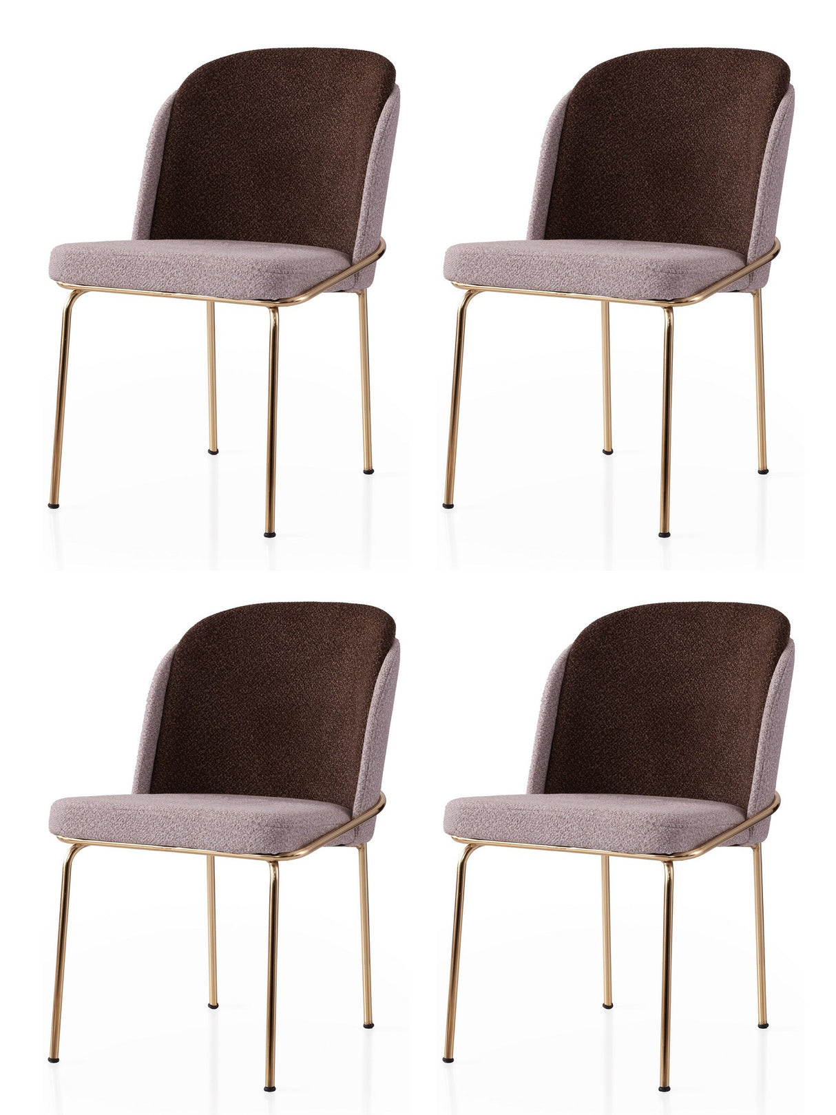 Set 4 scaune Dore - 126 V4, Auriu - Maro - Mink, 62x52x75 cm