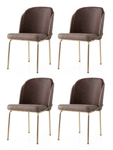 Set 4 scaune Dore - 127 V4, Auriu - Maro, 62x52x75 cm