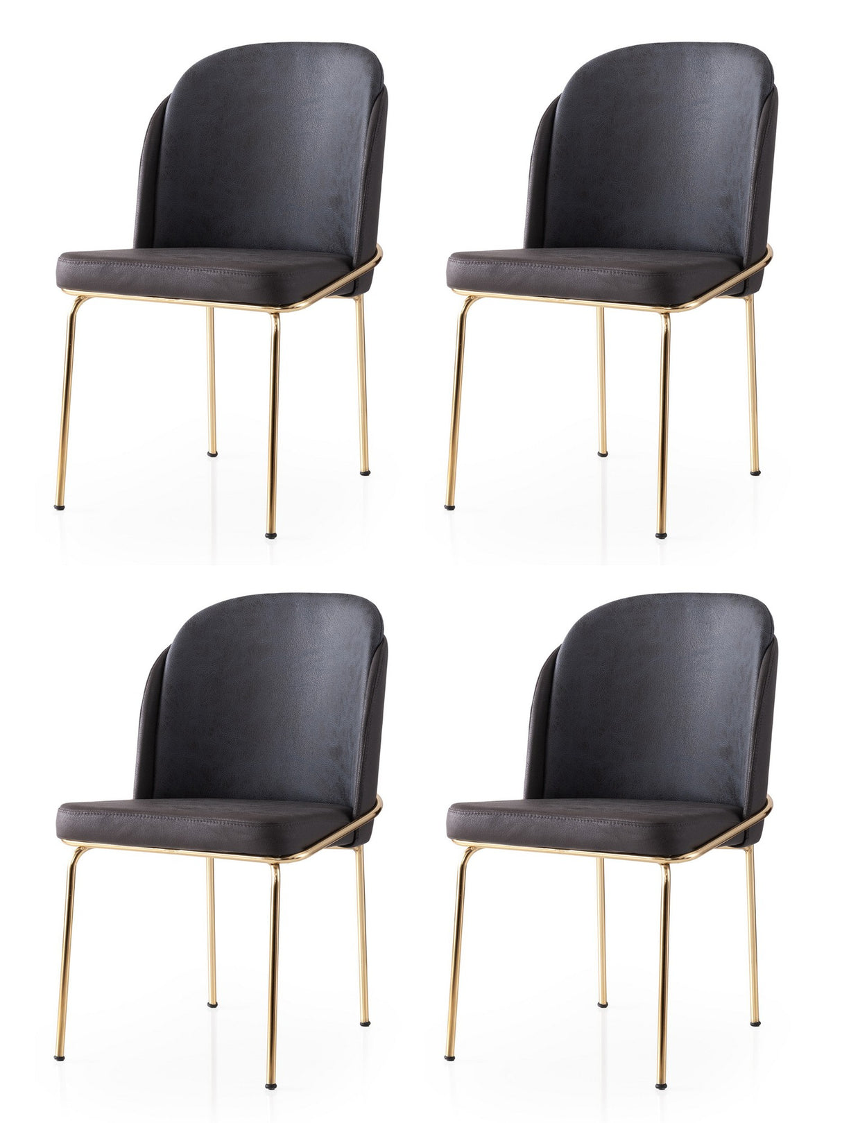 Set 4 scaune Dore - 128 V4, Auriu - Maro, 62x52x75 cm