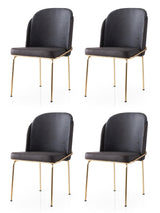Set 4 scaune Dore - 128 V4, Auriu - Maro, 62x52x75 cm