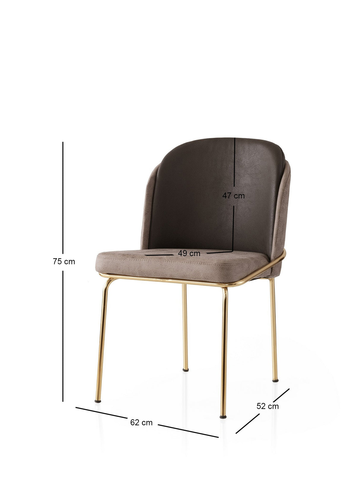 Set 4 scaune Dore - 129 V4, Auriu - Maro, 62x52x75 cm