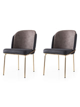 Set 2 scaune Dore - 132 V2, Auriu - Anthracithe - Mink, 62x52x75 cm