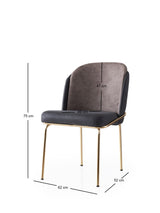 Set 2 scaune Dore - 132 V2, Auriu - Anthracithe - Mink, 62x52x75 cm