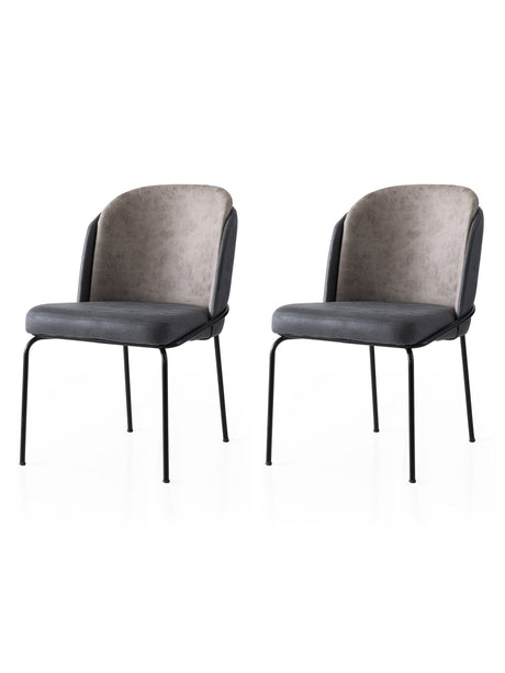 Set 2 scaune Dore - 168 V2, Auriu - Anthracithe, 62x52x75 cm