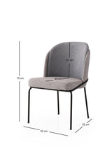 Set 2 scaune Dore - 175 V2, Auriu - Gri, 62x52x75 cm