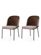 Set 2 scaune Dore - 193 V2, Auriu - Crem - Maro, 62x52x75 cm