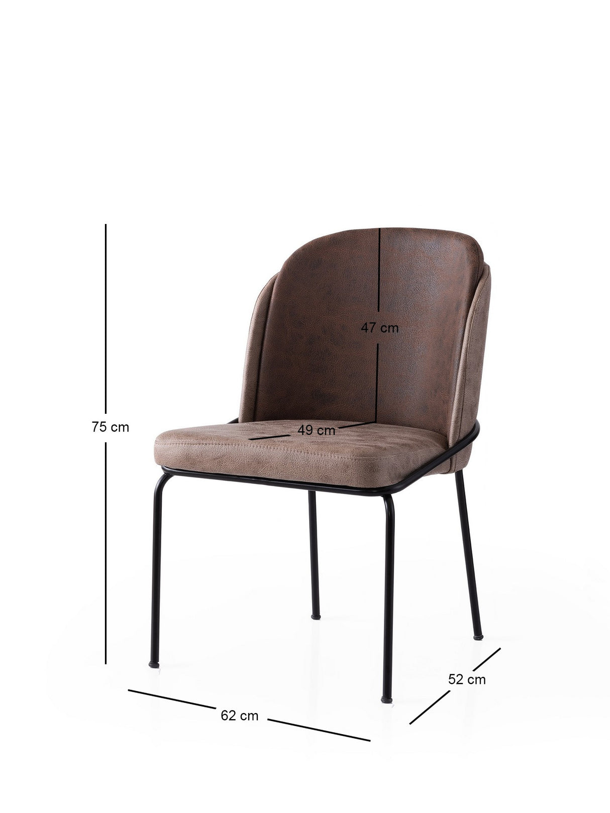 Set 4 scaune Dore - 194 V4, Auriu - Maro, 62x52x75 cm
