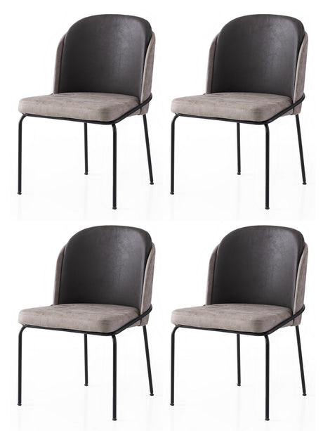 Set 4 scaune Dore - 196 V4, Auriu - Negru - Gri, 62x52x75 cm