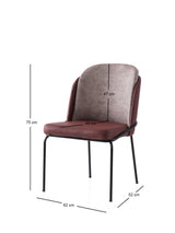 Set 2 scaune Dore - 197 V2, Auriu - Roșu, 62x52x75 cm