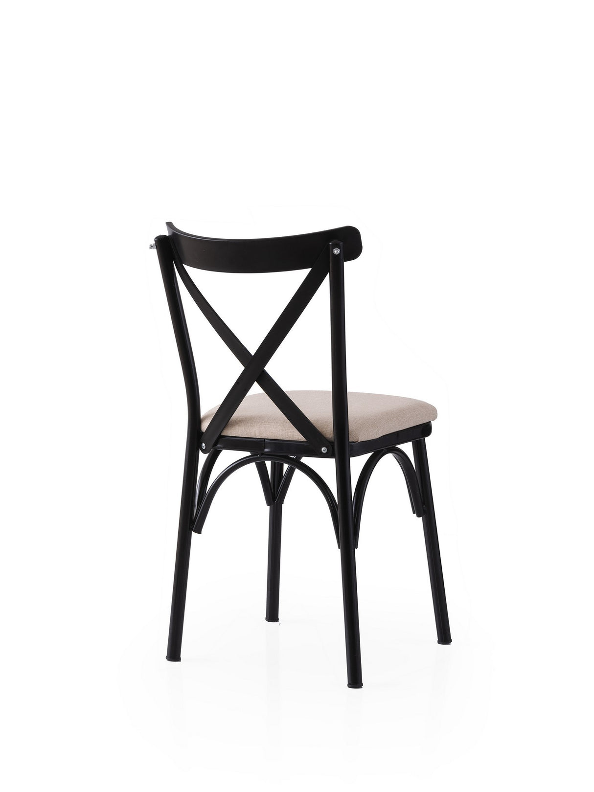 Set 2 scaune Ekol - 285 V2, Negru - Crem, 42x40x81 cm