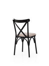 Set 2 scaune Ekol - 285 V2, Negru - Crem, 42x40x81 cm