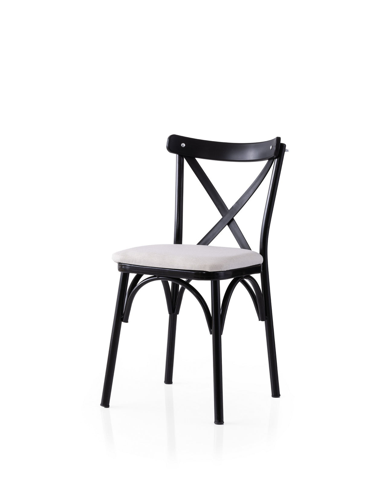 Set 2 scaune Ekol - 286 V2, Negru - Alb, 42x40x81 cm