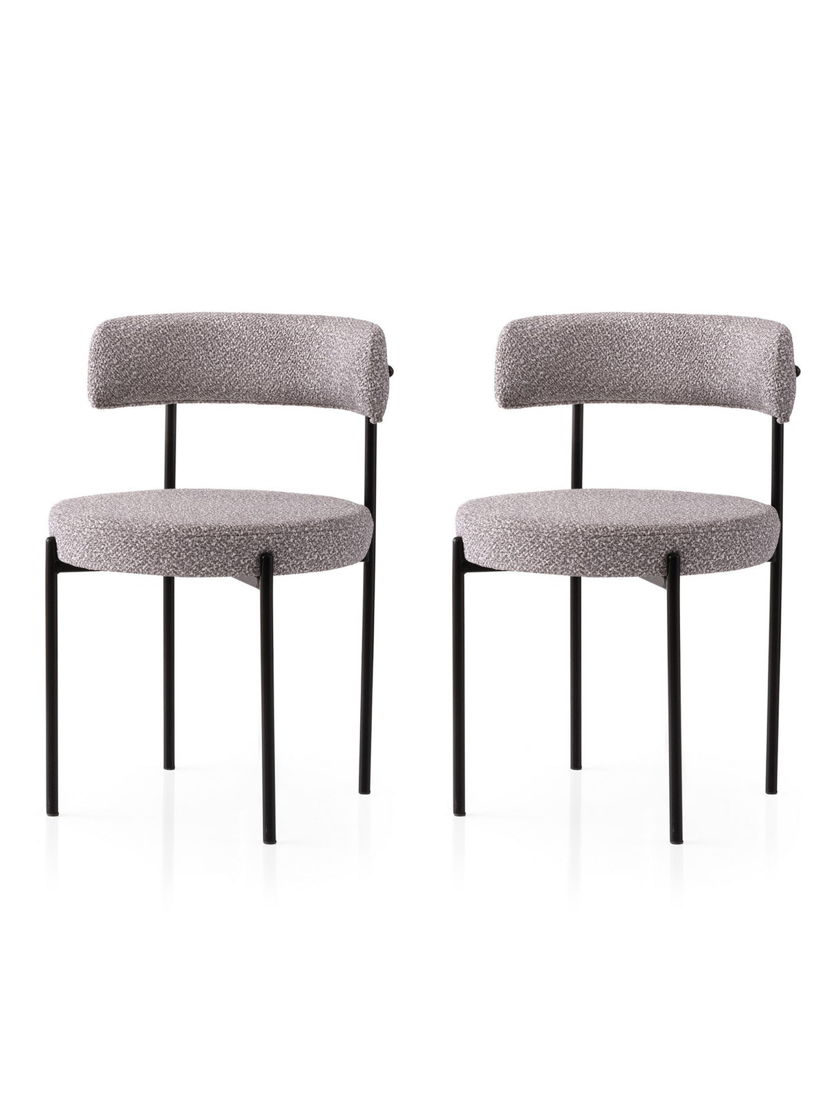 Set 2 scaune Gını - 4006 V2, Negru - Gri, 49x51x76 cm