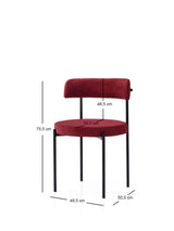 Set 2 scaune Gını - 4009 V2, Negru - Roșu, 49x51x76 cm