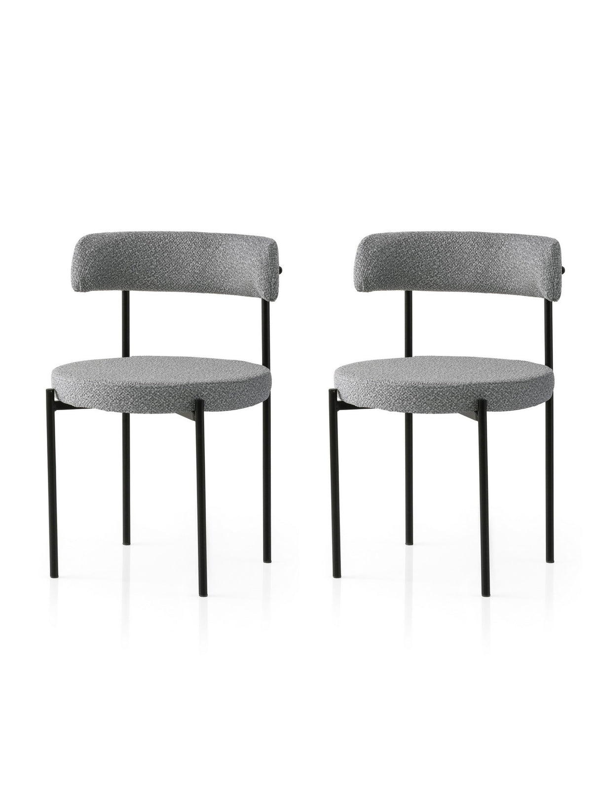 Set 2 scaune Gını - 4012 V2, Negru - Gri închis, 49x51x76 cm