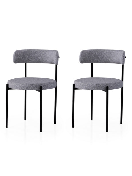Set 2 scaune Gını - 4013 V2, Negru - Gri închis, 49x51x76 cm