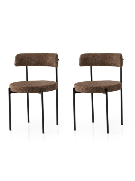 Set 2 scaune Gını - 4019 V2, Negru - Maro, 49x51x76 cm