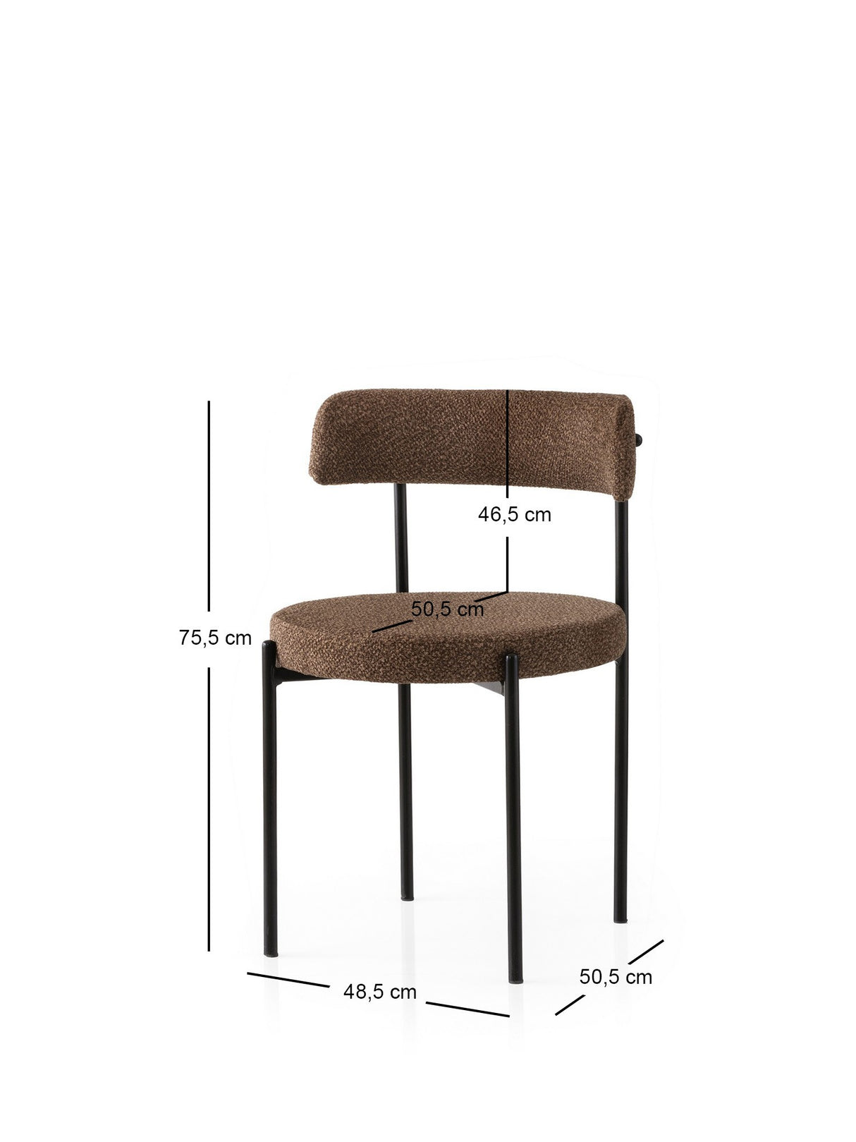 Set 2 scaune Gını - 4019 V2, Negru - Maro, 49x51x76 cm