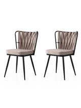 Set 2 scaune Kuşaklı - 222 V2, Negru - Mink, 43x43x82 cm